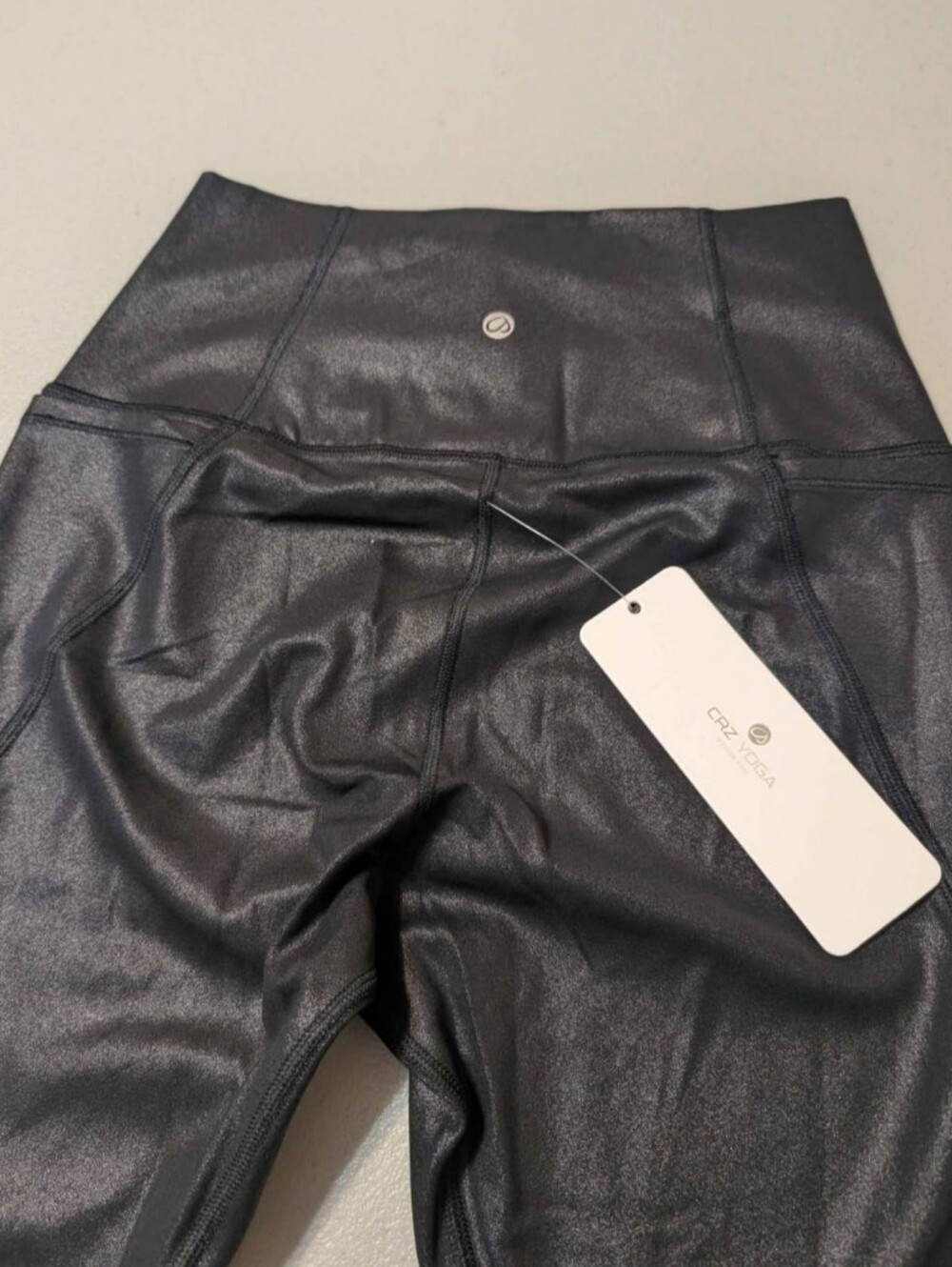 NWT CRZ YOGA medium shiny black leggings - Picture 5 of 9